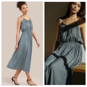 Modern Citizen Aileen Dress Women's Large Tie Shoulder Midi Blue. G49